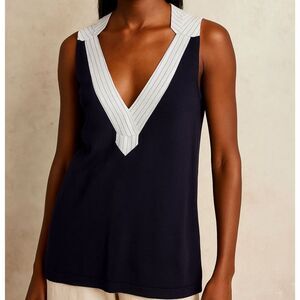 Anthropologie Monogram Knitted Tank Top Mixed Print Size Medium